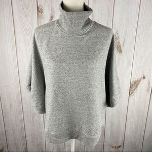 LOU & GREY Turtleneck Batwing Dolman Sleeves Pullover Top | Heather Gray | M